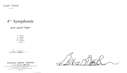 Title page of the Fourth Symphony with Marchal’s signature.